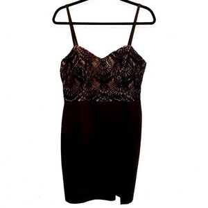 JODI KRISTOPHER 11 Black Cage-Back Lace Dress